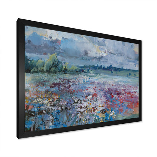 Vibrant Wildflower Field Oil Painting ‚Äì Colorful Landscape Artwork