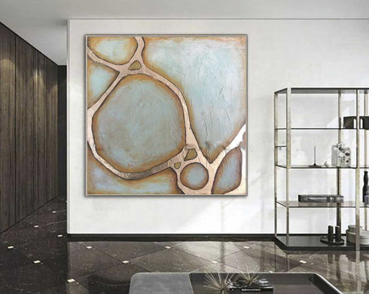 Abstract Oil Painting with Earthy Tones and Dynamic Textures for Modern Decor