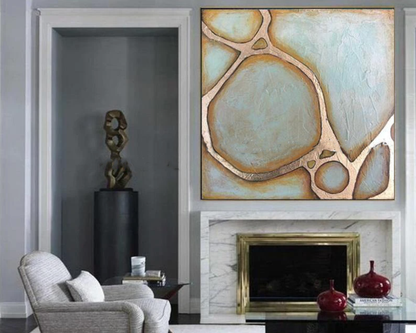 Abstract Oil Painting with Earthy Tones and Dynamic Textures for Modern Decor