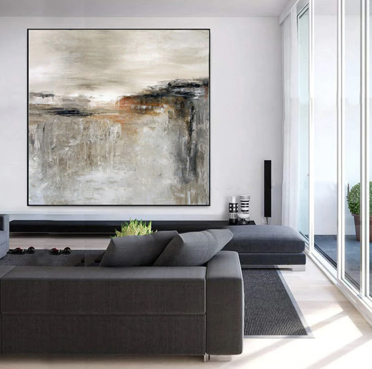 Serene Abstract Desert Landscape Oil Painting for Modern Home Decor