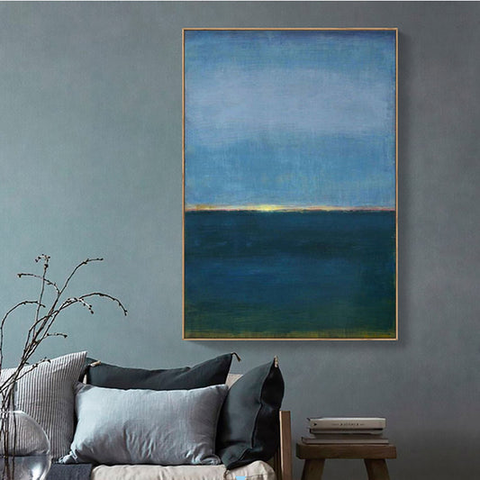 Tranquil Ocean Horizon Oil Painting for Serene Home Decor