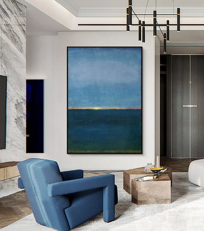 Tranquil Ocean Horizon Oil Painting for Serene Home Decor