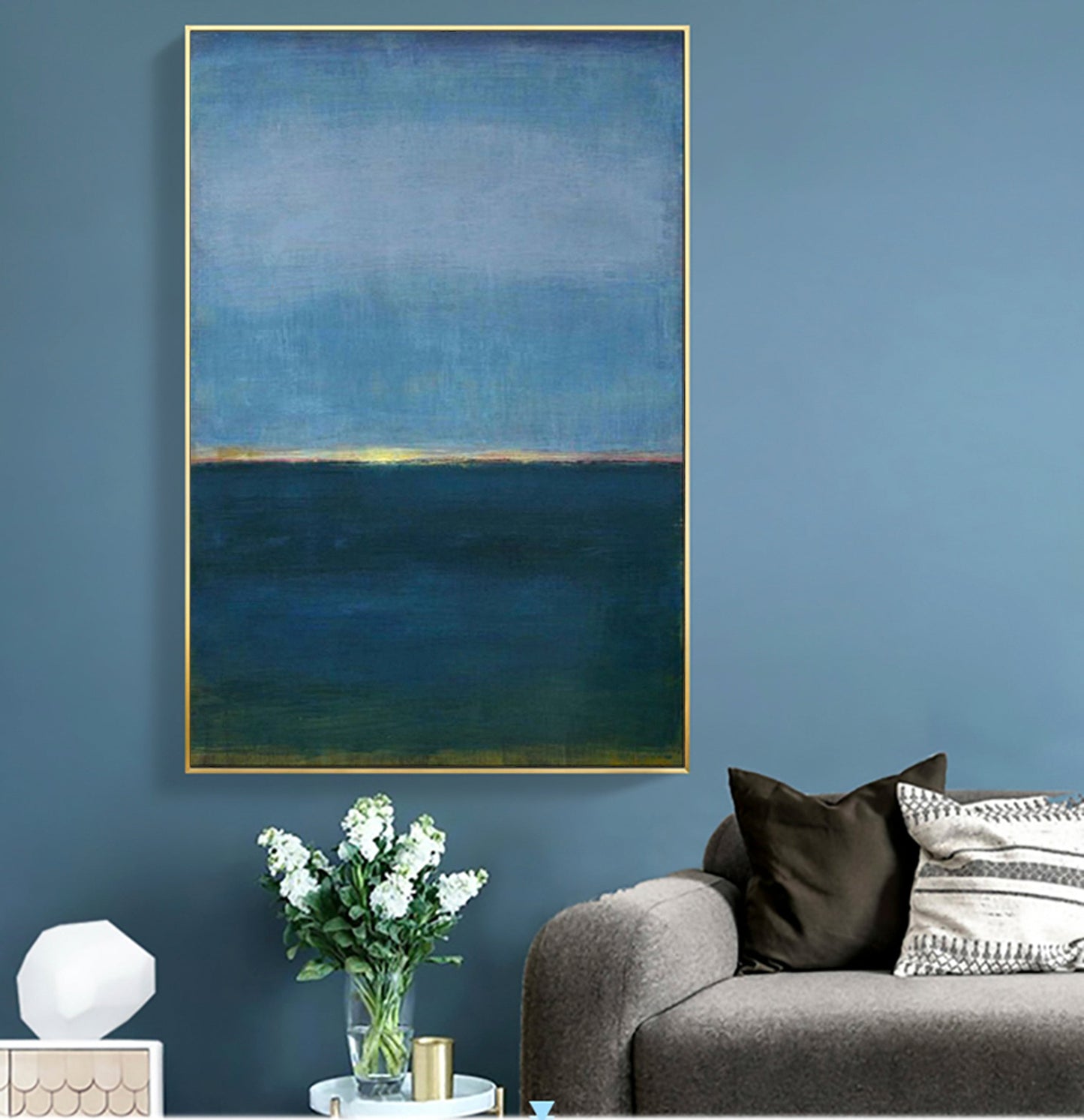 Tranquil Ocean Horizon Oil Painting for Serene Home Decor