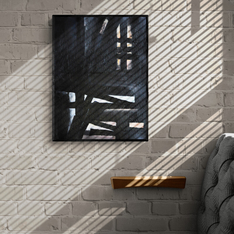 Abstract Oil Painting of Shadowed Perspectives and Mysterious Light