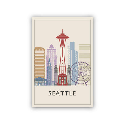Seattle Cityscape Oil Painting, Washington Wall Art, Modern Urban Decor