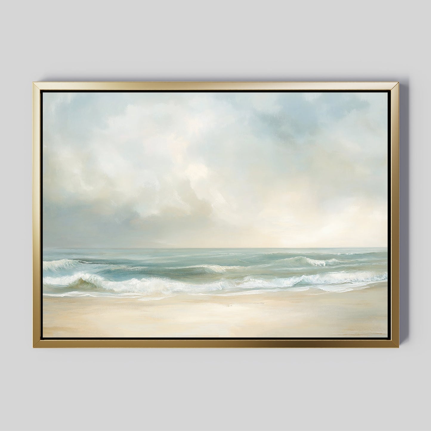 Tranquil Ocean Waves Oil Painting for Coastal Home Decor