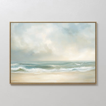 Tranquil Ocean Waves Oil Painting for Coastal Home Decor