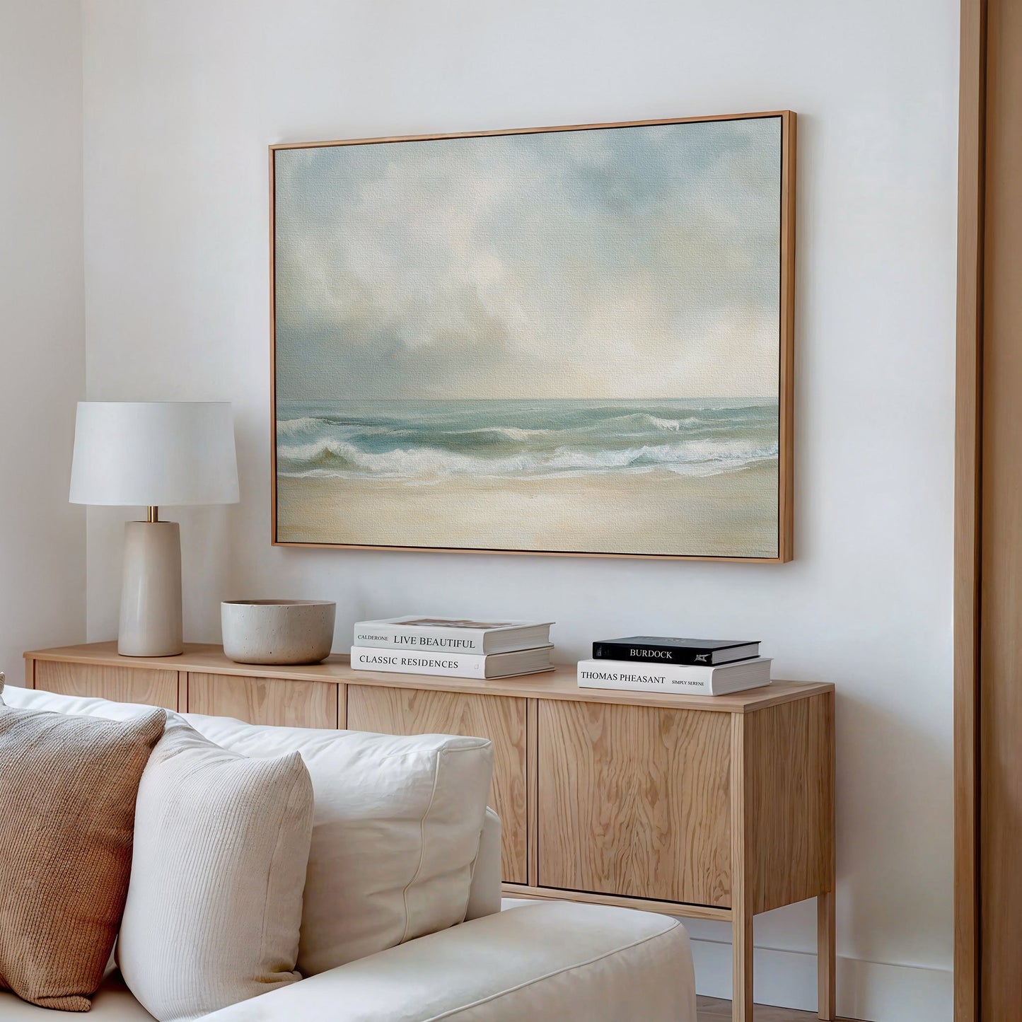 Tranquil Ocean Waves Oil Painting for Coastal Home Decor