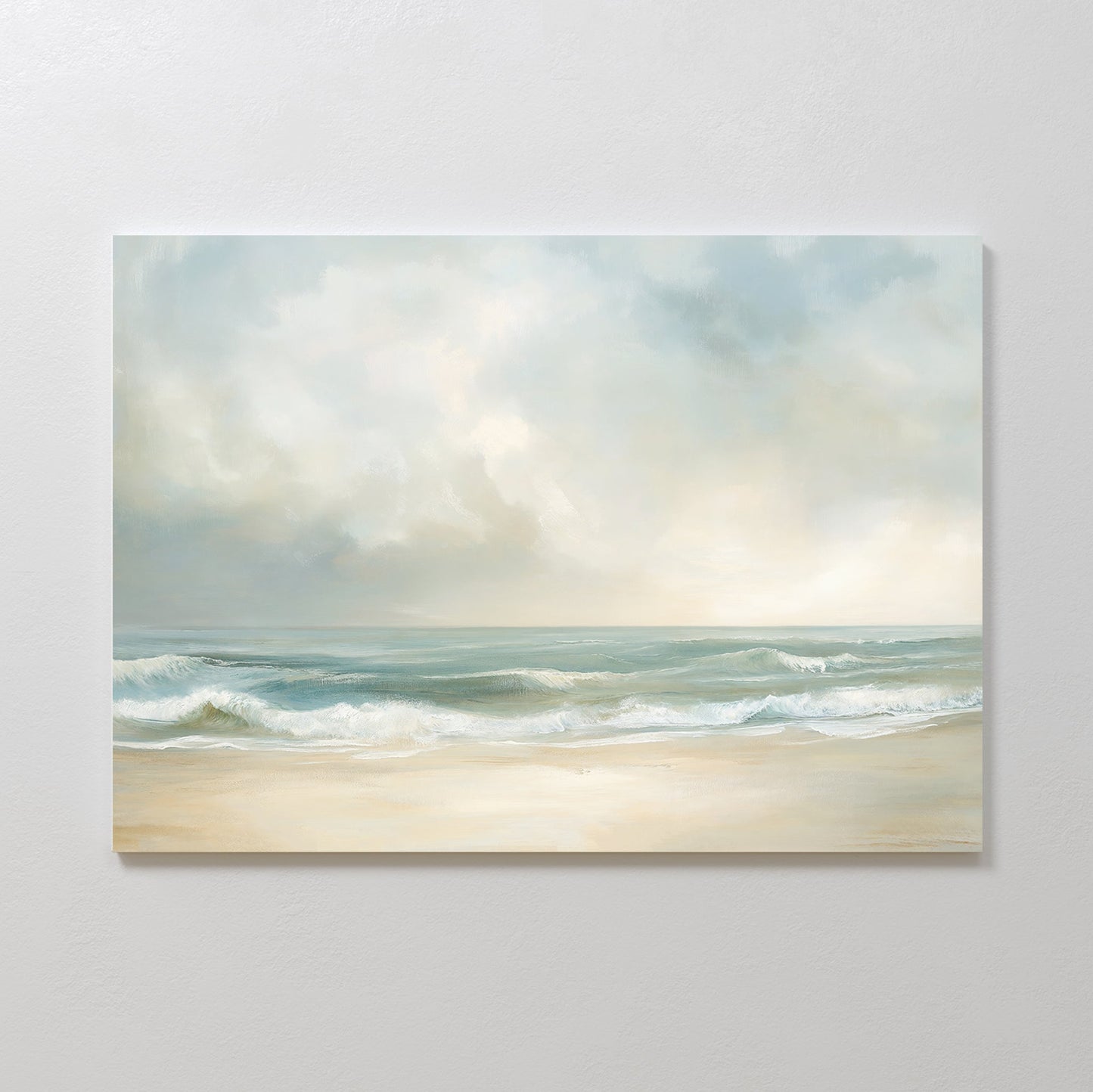 Tranquil Ocean Waves Oil Painting for Coastal Home Decor