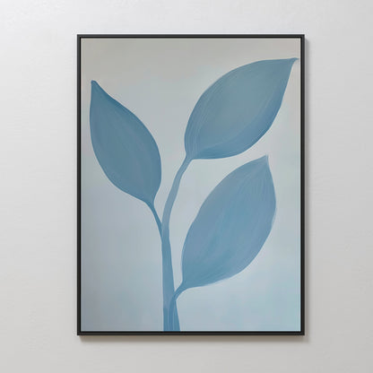 Tranquil Blue Leaves Abstract Oil Painting for Modern Home Decor