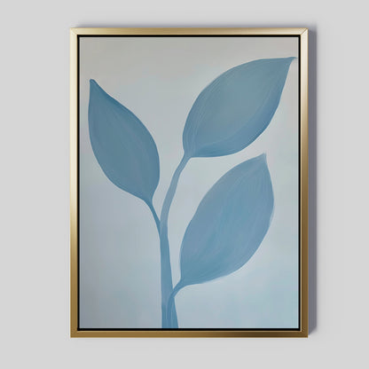 Tranquil Blue Leaves Abstract Oil Painting for Modern Home Decor