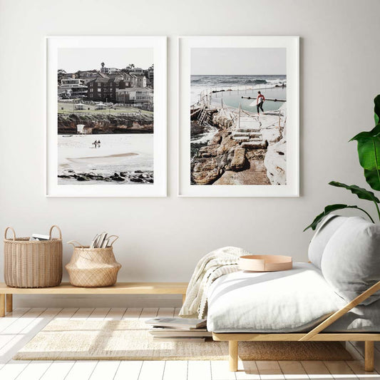 Bronte Beach and Bronte Pool Coastal Art Set for Home Decor