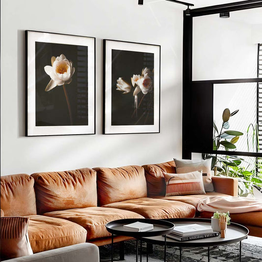 Elegant Water Lily Oil Paintings - Set of 2 for Modern Home Decor