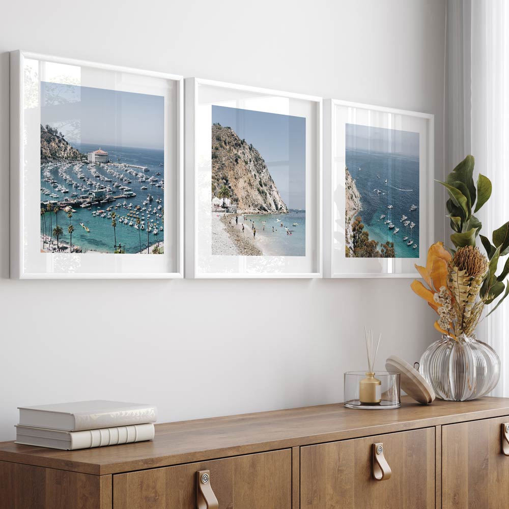 Tranquil Catalina Coastline Triptych - Serene Beach and Harbor Views