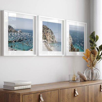 Tranquil Catalina Coastline Triptych - Serene Beach and Harbor Views