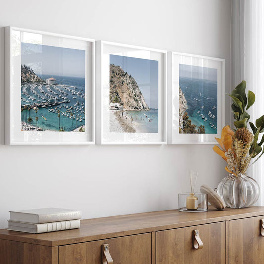 Tranquil Catalina Coastline Triptych - Serene Beach and Harbor Views