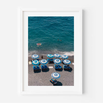 Coastal Serenity: Stunning Beach Umbrellas and Relaxing Waterscapes Trio