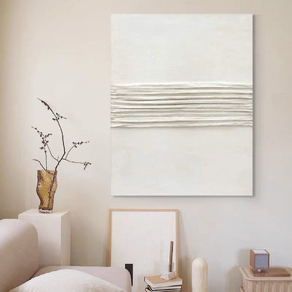 Serene Abstract Oil Painting with Textured Horizon Lines for Modern Decor