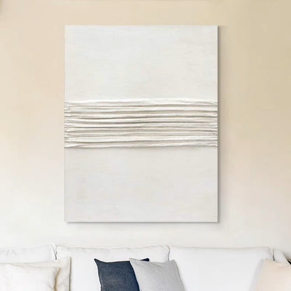 Serene Abstract Oil Painting with Textured Horizon Lines for Modern Decor