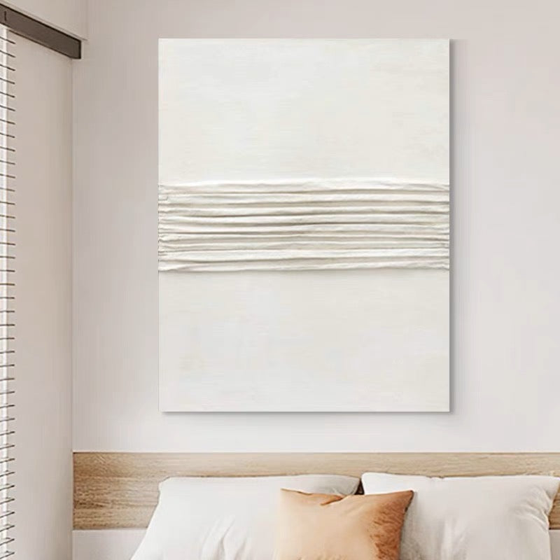 Serene Abstract Oil Painting with Textured Horizon Lines for Modern Decor