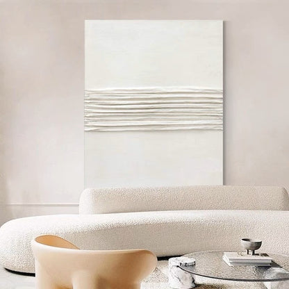 Serene Abstract Oil Painting with Textured Horizon Lines for Modern Decor