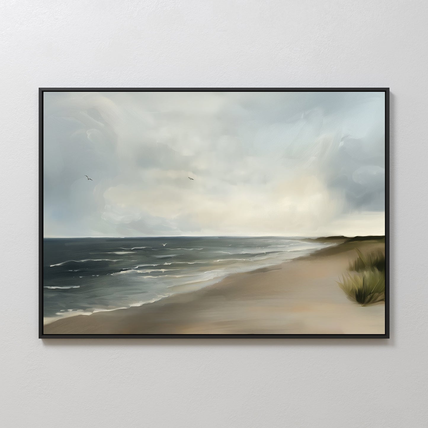 Serene Coastal Horizon Oil Painting for Tranquil Home Decor