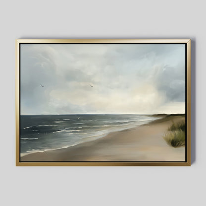 Serene Coastal Horizon Oil Painting for Tranquil Home Decor