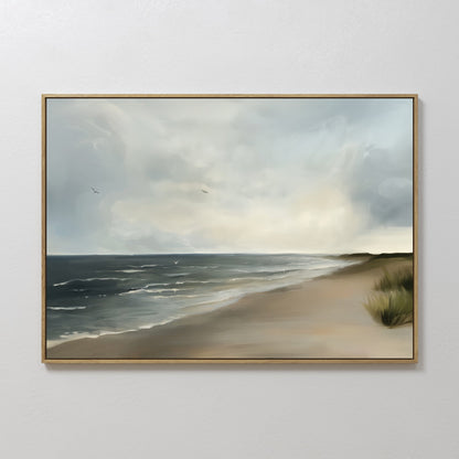 Serene Coastal Horizon Oil Painting for Tranquil Home Decor