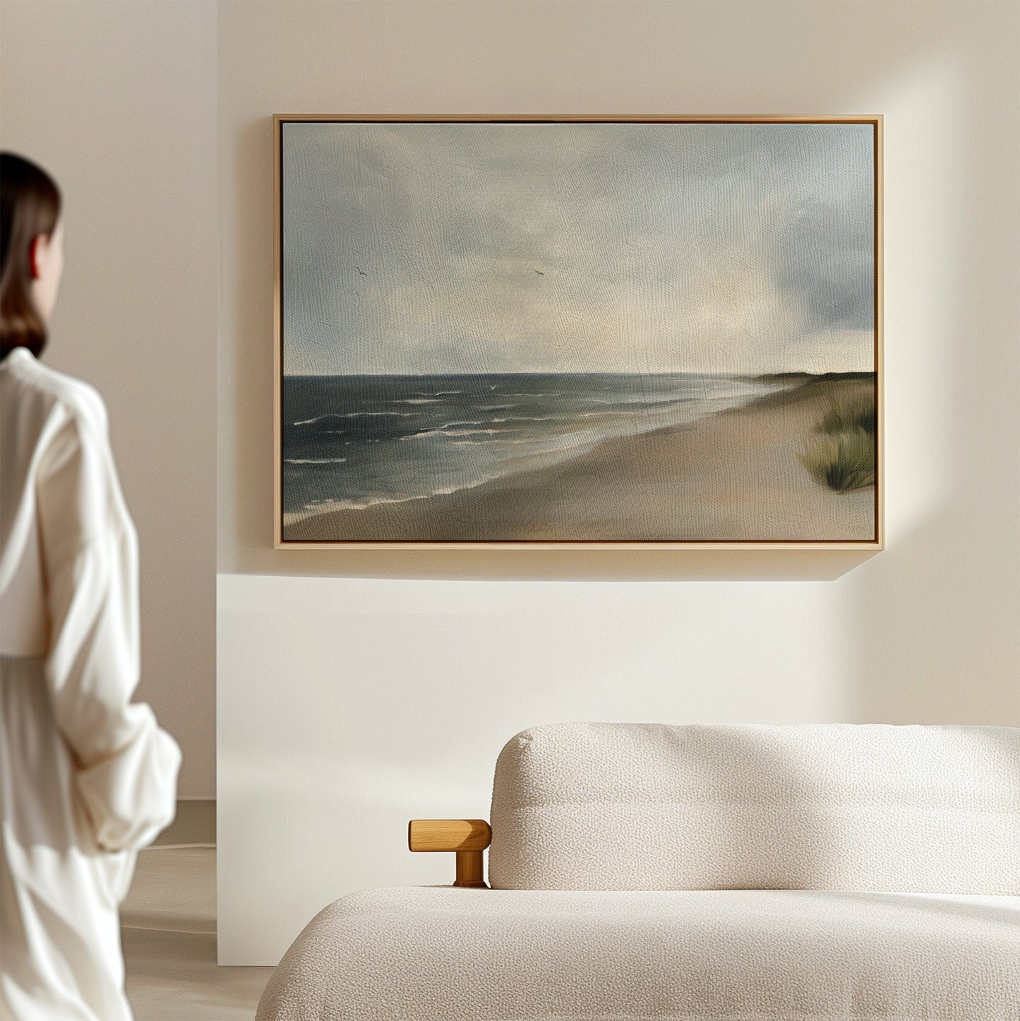 Serene Coastal Horizon Oil Painting for Tranquil Home Decor