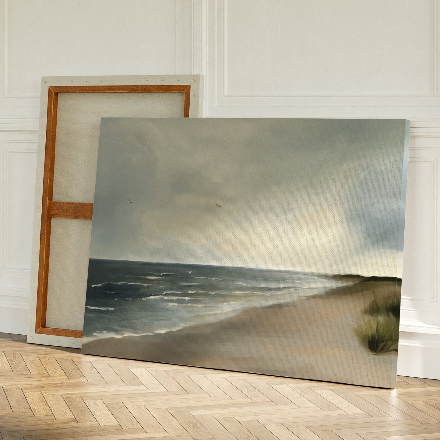 Serene Coastal Horizon Oil Painting for Tranquil Home Decor