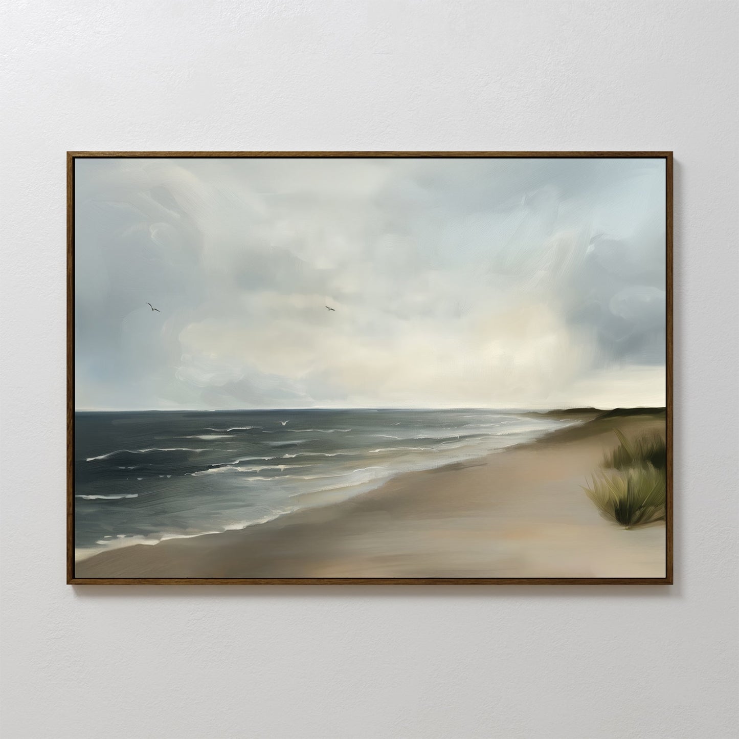 Serene Coastal Horizon Oil Painting for Tranquil Home Decor