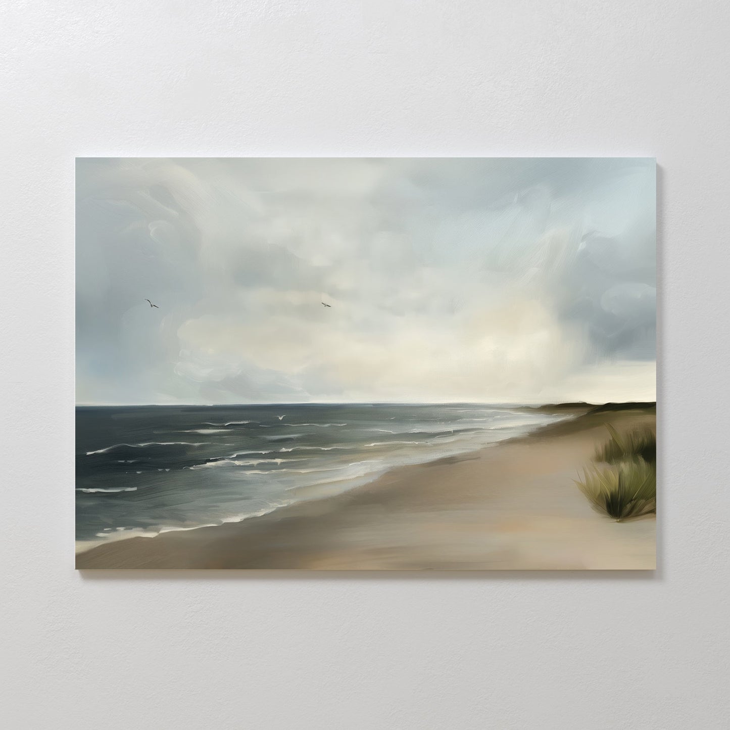 Serene Coastal Horizon Oil Painting for Tranquil Home Decor