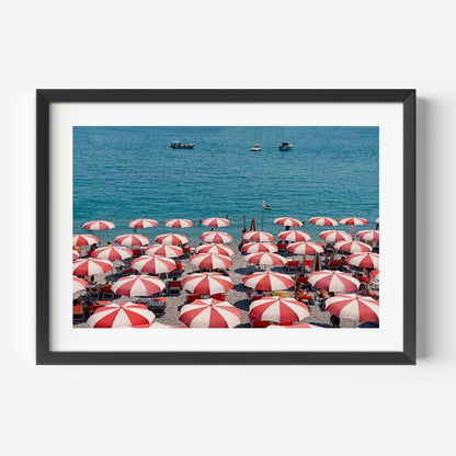Tranquil Beach Scene with Colorful Umbrellas Under the Silver Moonlight