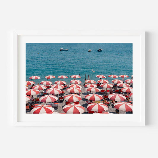 Tranquil Beach Scene with Colorful Umbrellas Under the Silver Moonlight