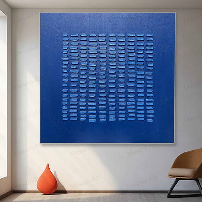 Abstract Blue Textured Oil Painting for Modern Home Decor