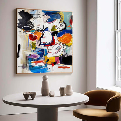 Vibrant Abstract Graffiti Oil Painting for Modern Home Décor and Artistic Expression