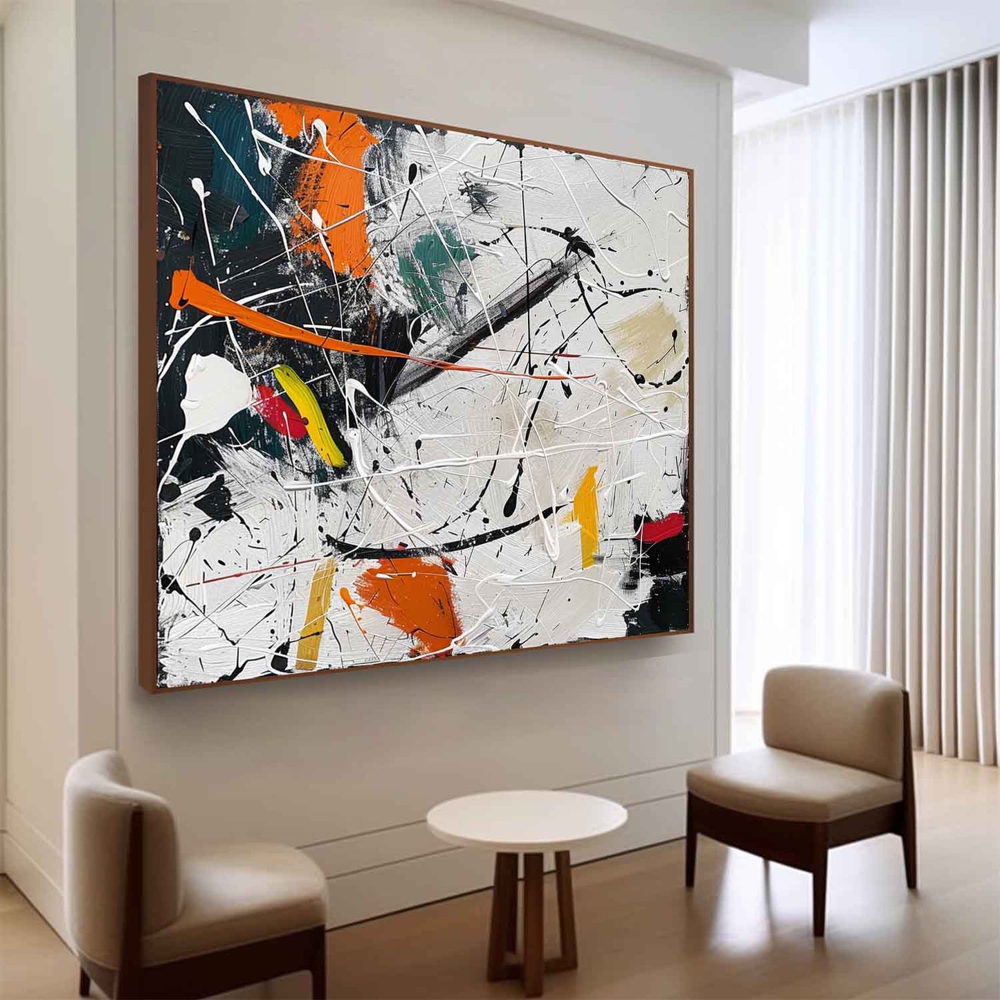 Vibrant Abstract Expressionism Oil Painting for Modern Home Decor