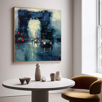 Vibrant City Lights Oil Painting – Modern Abstract Artwork for Home Decor