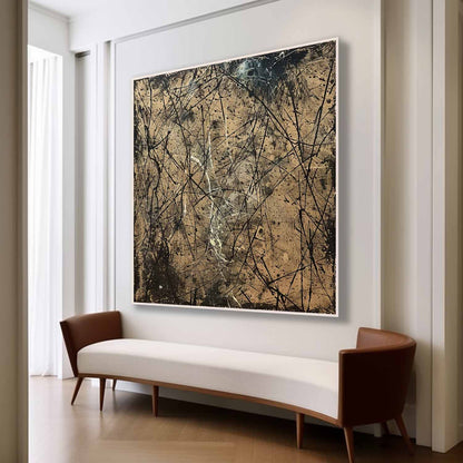 Contemporary Abstract Oil Painting with Dynamic Textures and Bold Lines