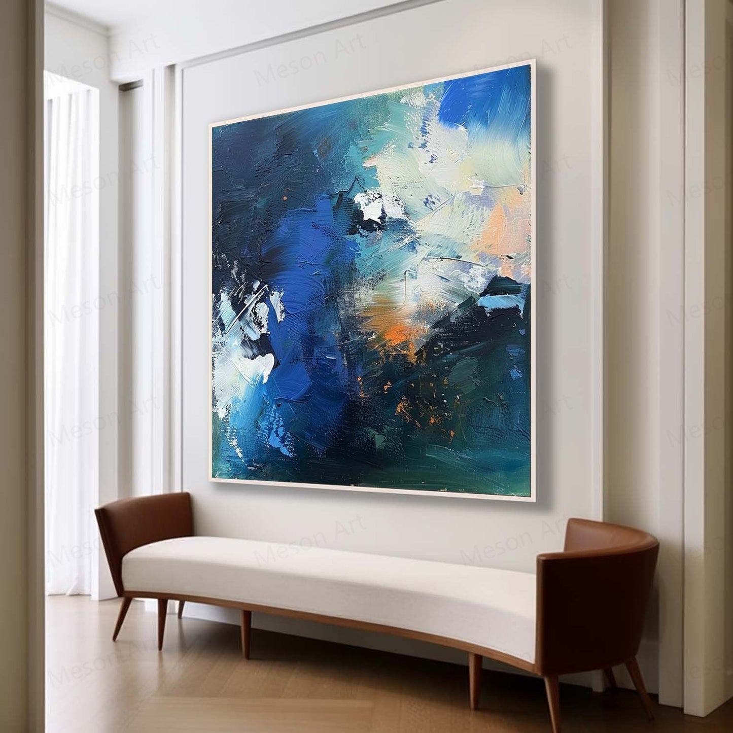 Vibrant Abstract Ocean Wave Oil Painting for Modern Home Decor