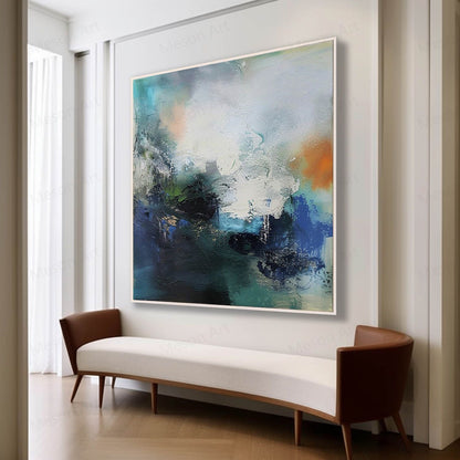 Vibrant Abstract Landscape Oil Painting for Modern Home Decor