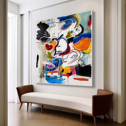 Vibrant Abstract Graffiti Oil Painting for Modern Home Décor and Artistic Expression