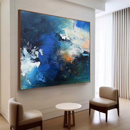 Vibrant Abstract Ocean Wave Oil Painting for Modern Home Decor