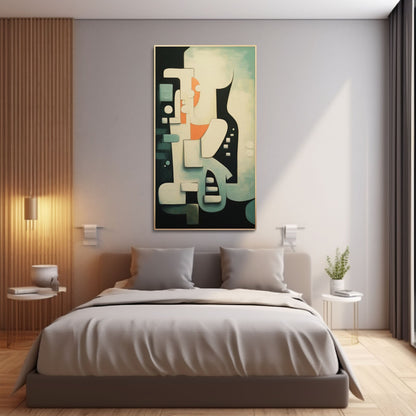 Abstract Geometric Oil Painting in Contemporary Minimalist Style for Modern Decor