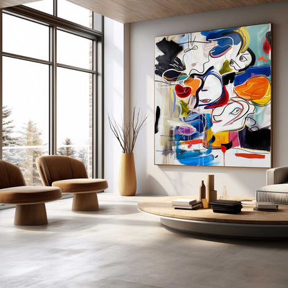 Vibrant Abstract Graffiti Oil Painting for Modern Home Décor and Artistic Expression