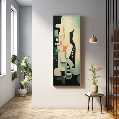 Abstract Geometric Oil Painting in Contemporary Minimalist Style for Modern Decor