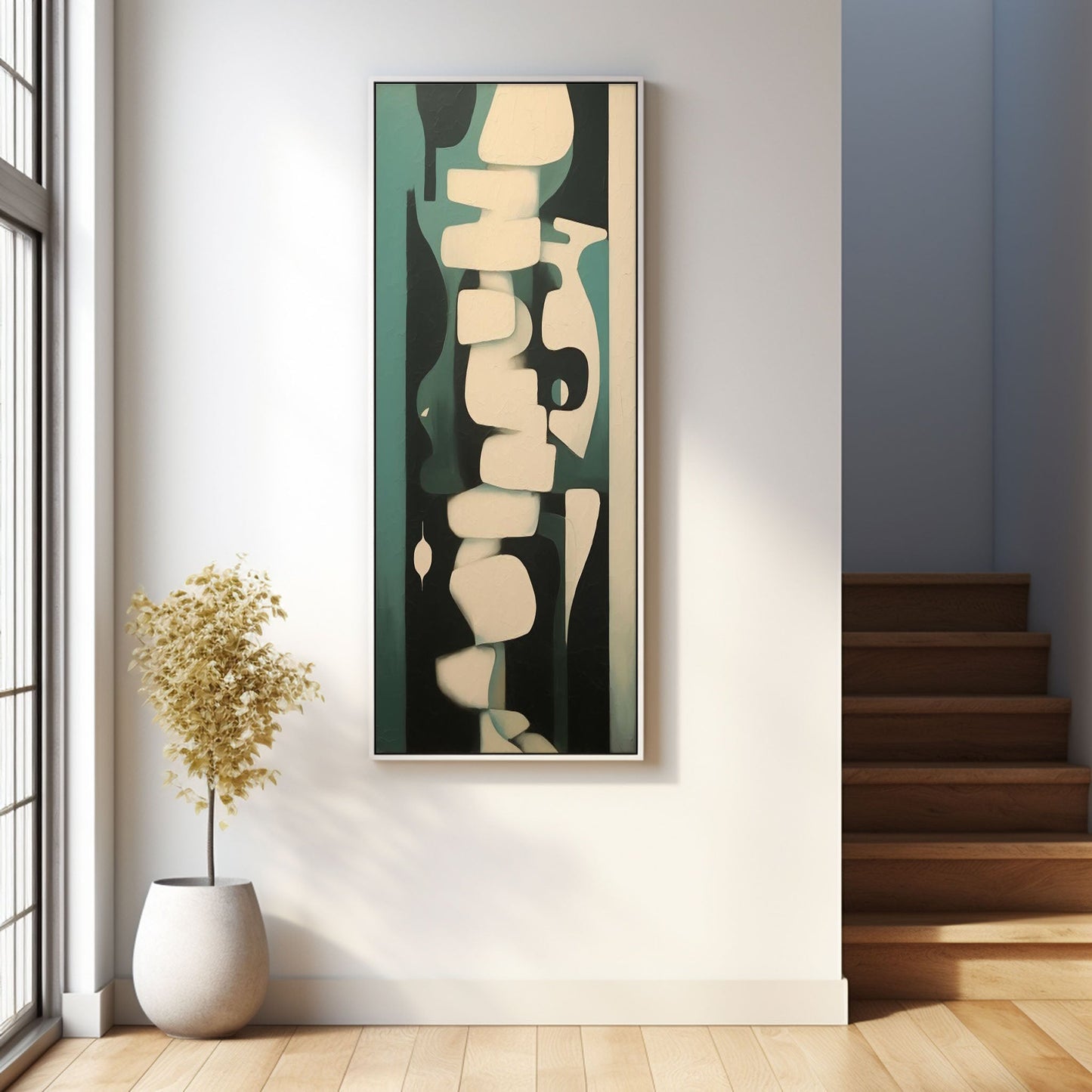 Abstract Contemporary Oil Painting with Minimalist Design and Elegant Color Palette