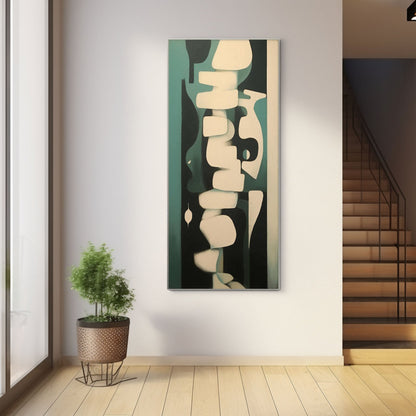 Abstract Contemporary Oil Painting with Minimalist Design and Elegant Color Palette