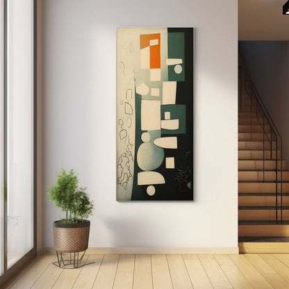Modern Abstract Oil Painting with Minimalist Geometric Shapes