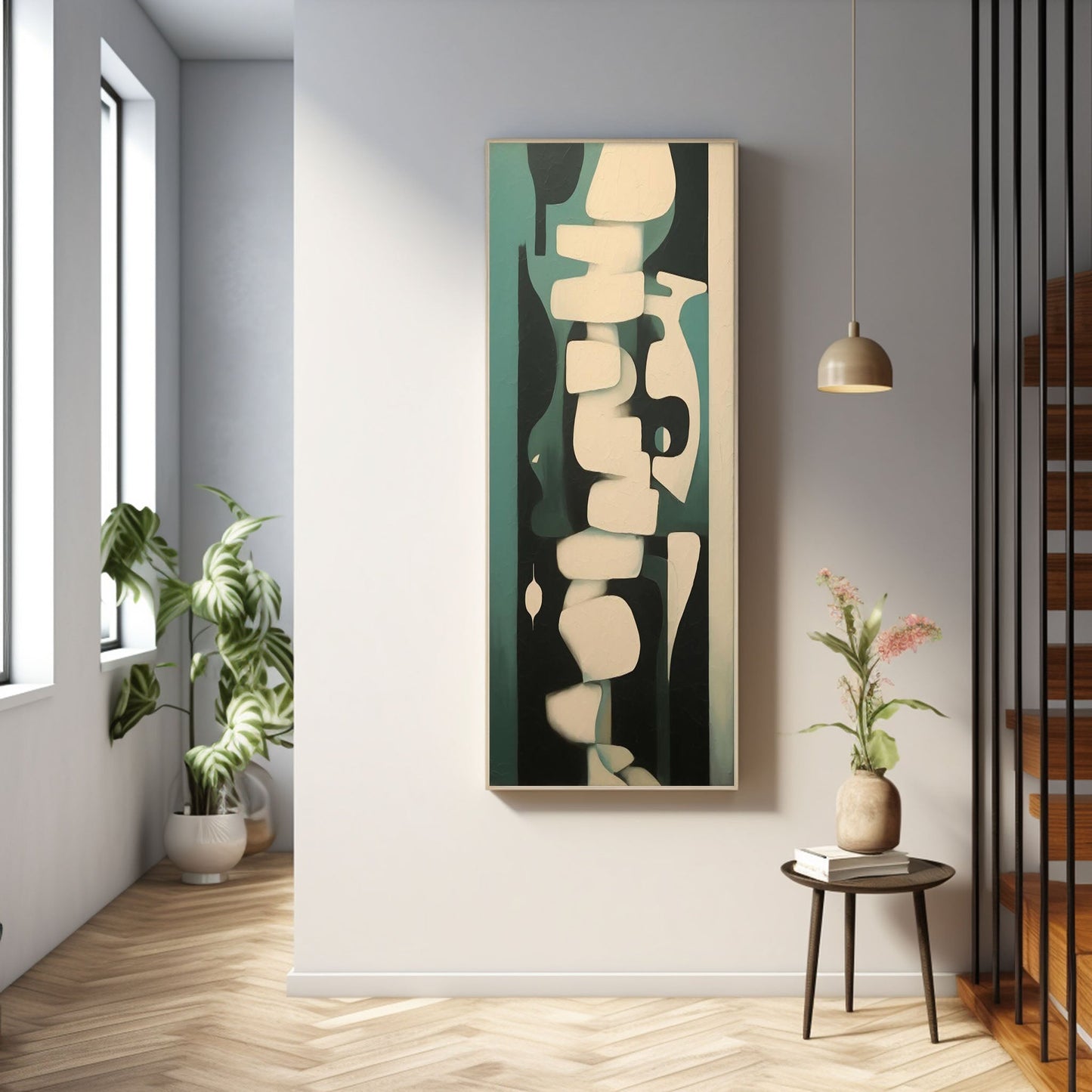 Abstract Contemporary Oil Painting with Minimalist Design and Elegant Color Palette